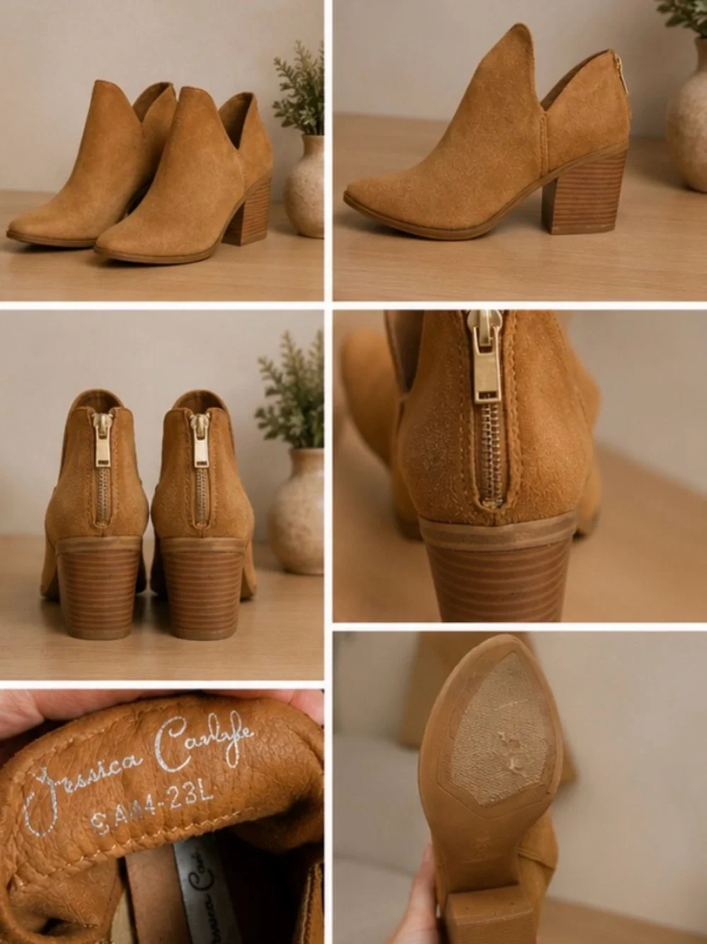 Women’s Tan Suede Block Heel Ankle Boots